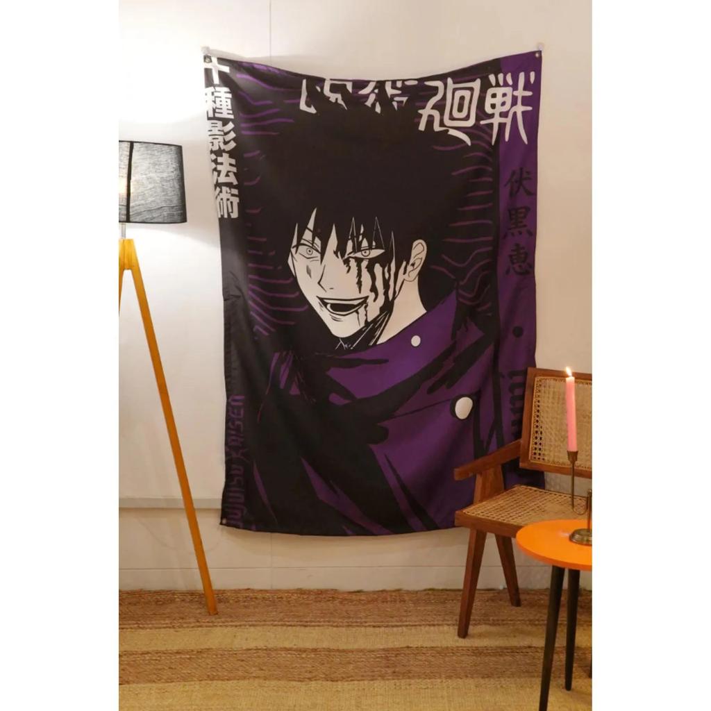 Гобелен Мегуми Фусигуро из Jujutsu Kaisen, Плоский принт персонажа аниме для подвешивания на стену, Декор для спальни, комнаты геймера, общежития, Идеальный подарок
