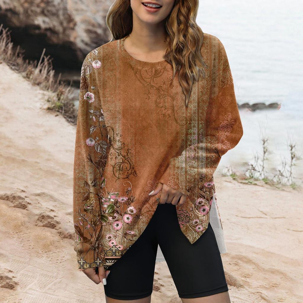 Женский модный пуловер с круглым вырезом и длинным рукавом с принтом, верхняя толстовка