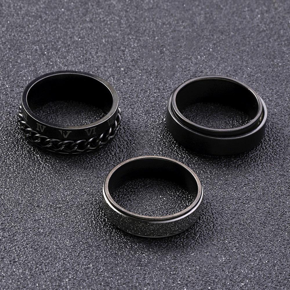 Вращающийся кольцо-цепочка с римскими цифрами: Титан и нержавеющая сталь, стиль хип-хоп