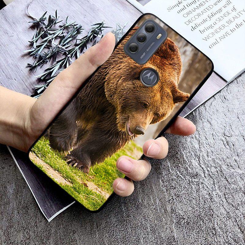 Чехол с изображением российского черного медведя для Motorola Moto EDGE 20pro EDGE 20lite E6 E7, чехол G STYLUS GPLAY GPOWER G 5G PLUS G30 G100 Funda Coque
