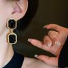 Collarbone Chain Black Geometric Necklace Copper Dark Style Neck Chain Retro Black Earrings  Lady