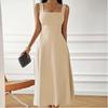 Women Straps Elegant Solid Color Dress