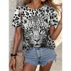 3D Printed Colorful Leopard T-Shirt For Women Funny Lion Owl Pattern Tees Summer Casual T-Shirts Round Neck Tops Short Sleeves