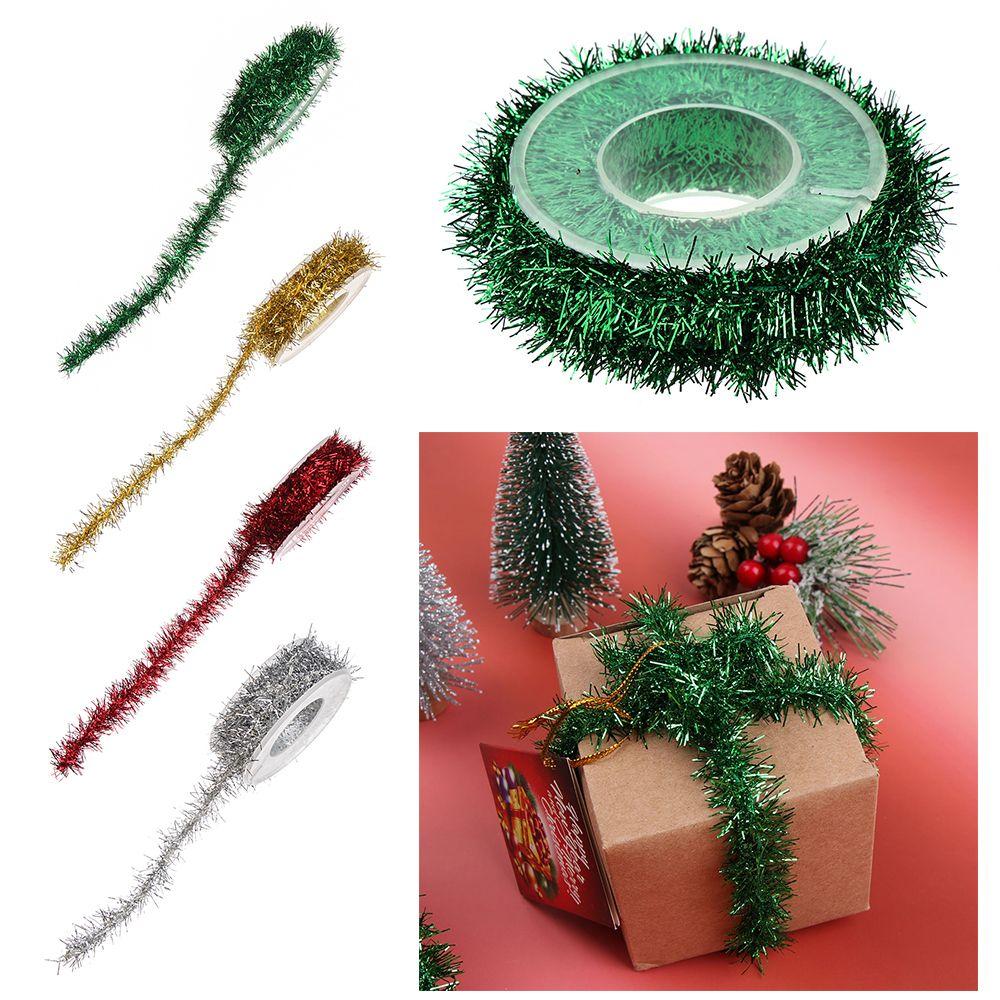 Rattan Christmas Tree Ornament Party Decor Garland Tinsel Gold Silver Wire Gift Wrapping Ribbon