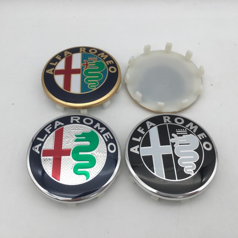 4pcs 3D 60mm 10 pins For Alfa Romeo 147 156 159 Car emblem Wheel hub Center Cap Badge covers sticker Decals Styling accessoriesCC5