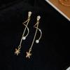 New Fashion Trend Unique Design Elegant Delicate Zircon Pentagram Tassel Pearl Ear Ladies High Jewelry Party Gifts Wholesale