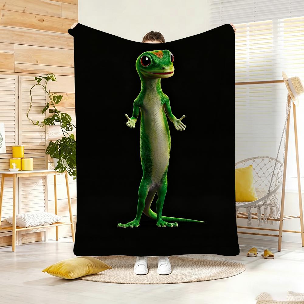 Manta De Franela Ligera De Blanket Con Diseño De Gecko G-Geico, Suave Y Agradable Al Tacto, Ideal Para El Verano