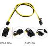 10Pcs 6 Pin Male To Dual 8 Pin (6+2Pin) Male PCIE PCI-E Cable 18AWG 50cm 20 Inch