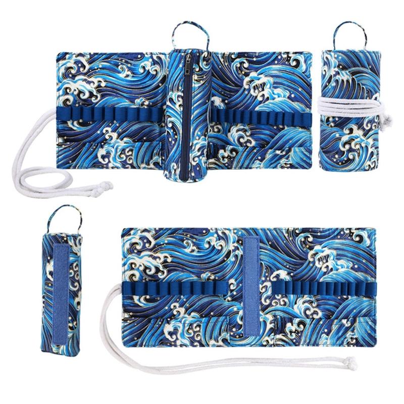 Large Capacity Crochet Hook Organiser Case Built in Zippered Pocket Elastic Slots For Knitting Tool And Crochet Supplies