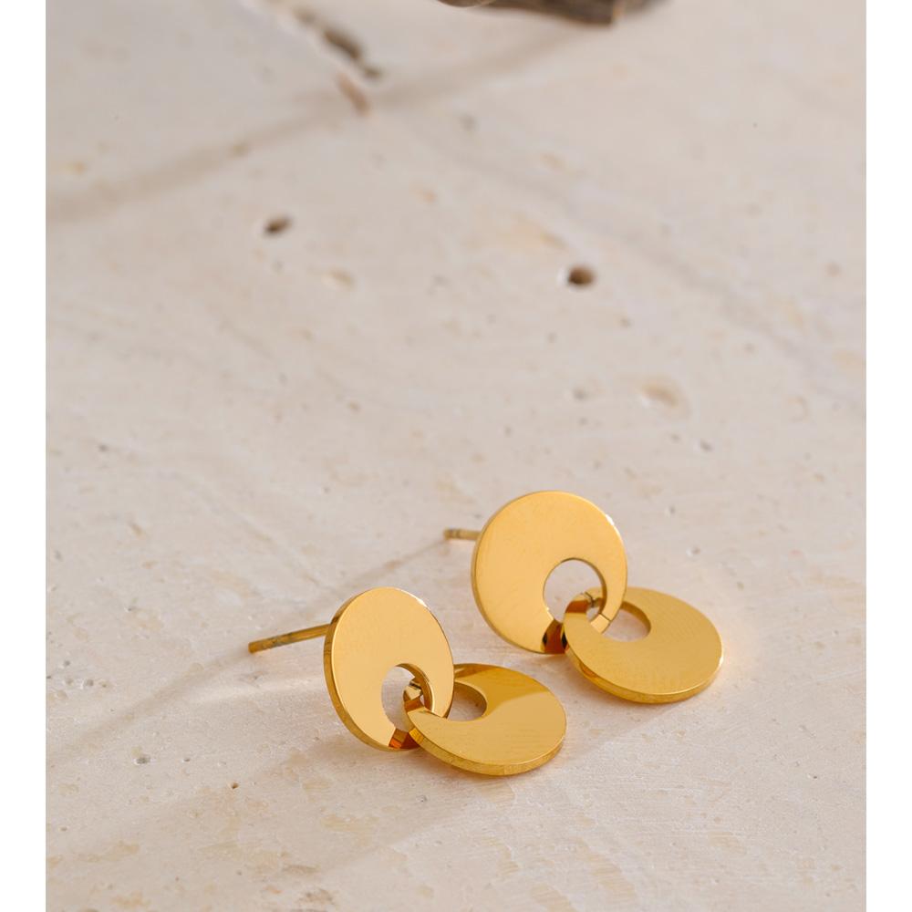 Eetit Глянцевые круглые серьги-подвески из нержавеющей стали с 18-каратным золотым покрытием, минималистичные, на каждый день, универсальные, оптом