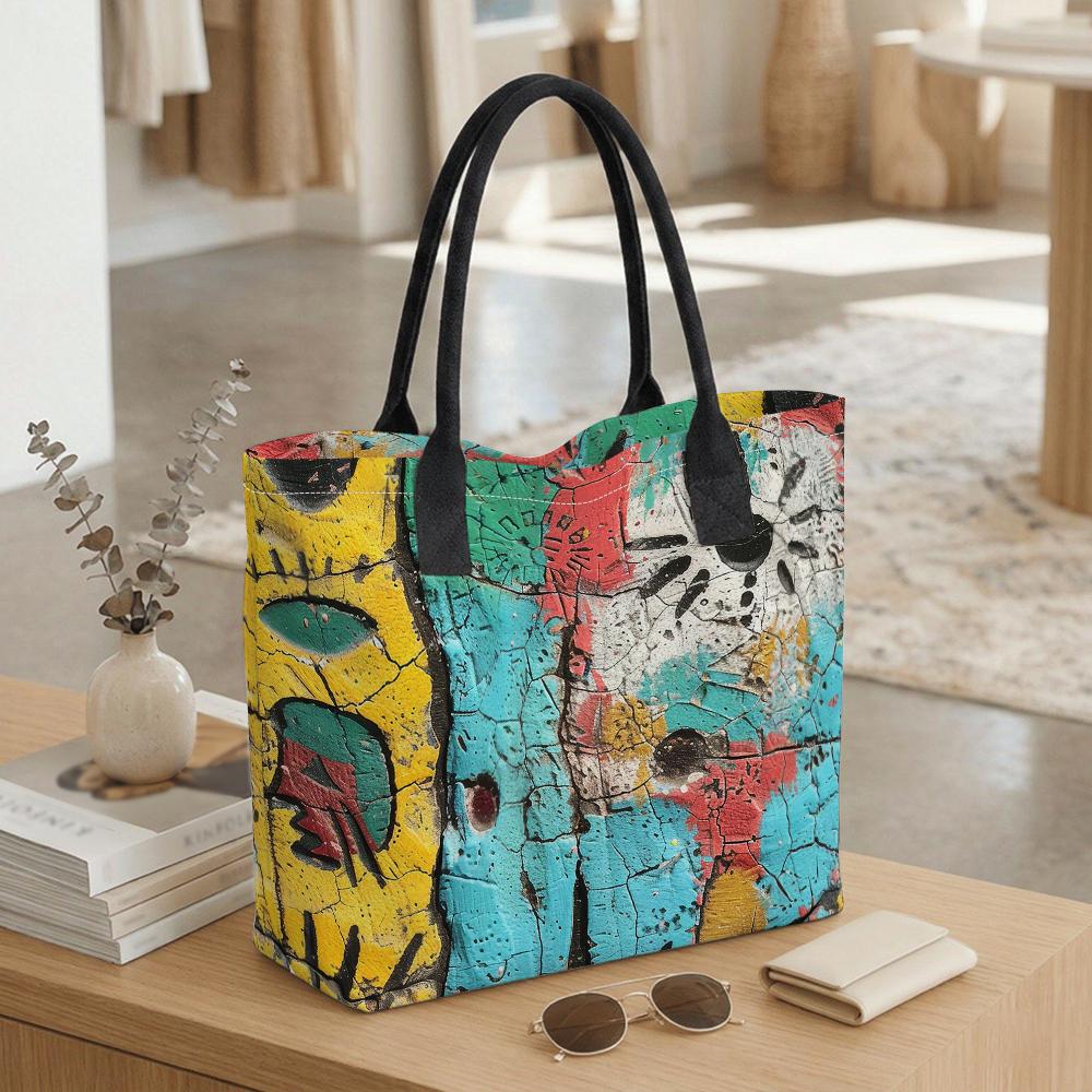 Graffiti Print Large Capacity Shoulder Tote Bag Fashion Casual Daily Carry Handbag