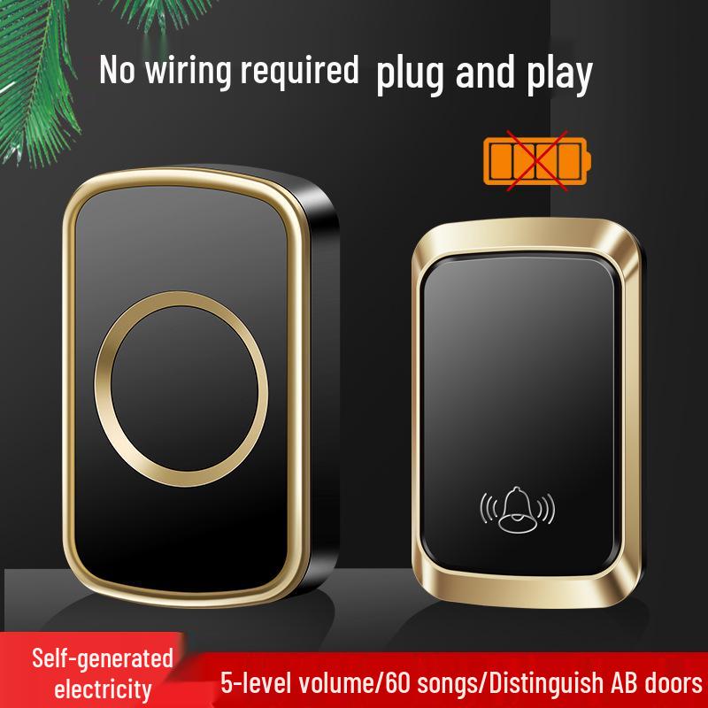 Wireless Waterproof Self-Powered Doorbell for Home with Ultra-Long Range & Battery-Free Remote for Elderly
