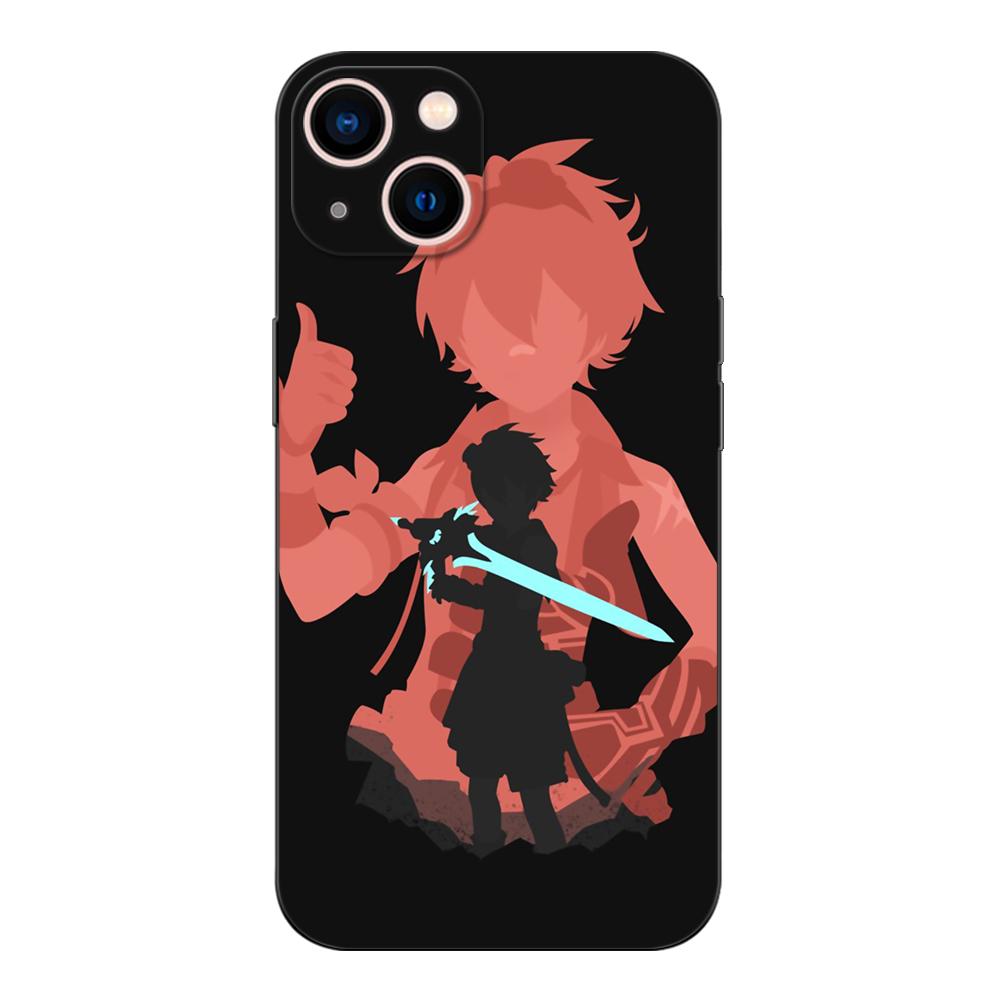 Черный чехол из ТПУ для iPhone 5 5S SE 2020 6 6S 7 8 plus x 10 XR XS 11 12 13 mini pro MAX задняя крышка Genshin Impact Anime