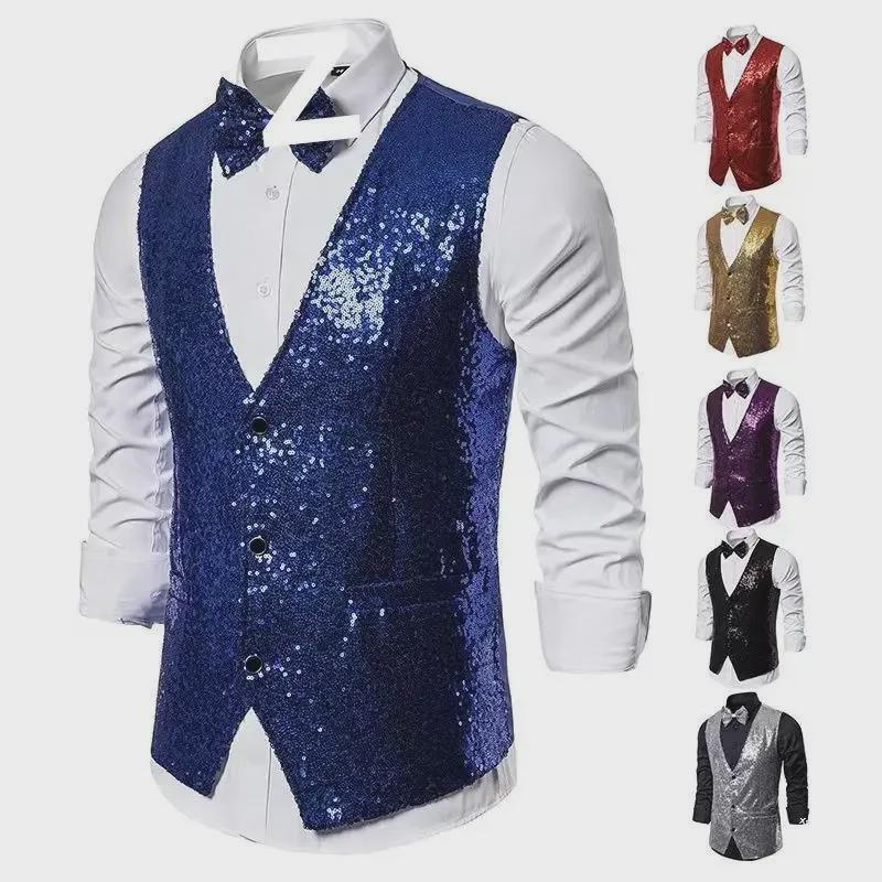 Мужской жилет для выступлений с пайетками для ведущих и ведущих