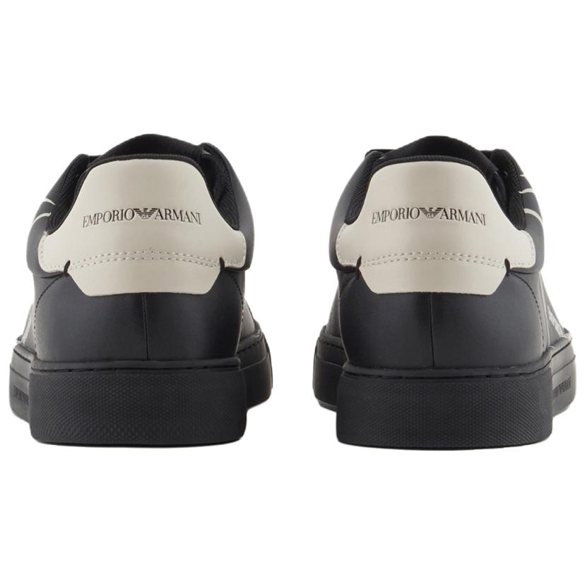 Emporio Armani Кожаные Низкие Кроссовки с Круглым Носком и Принтом Мужские кроссовки Черный X4X598XD4311U166