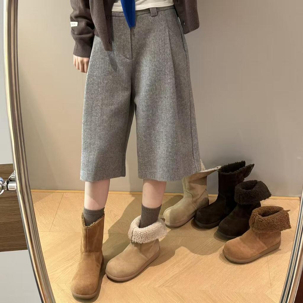 Уродливо-милые зимние сапоги-дутики с большой головой женские 2025 зима новые маленькие картофелины пушистые короткие сапоги на толстой подошве утепленные с большим количеством хлопка