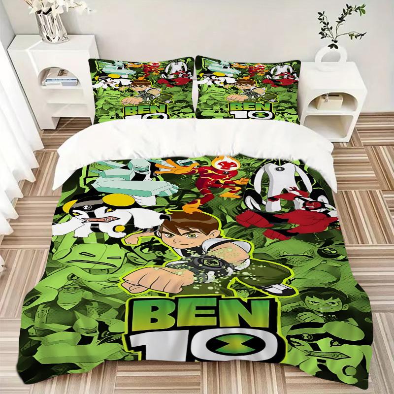 3pcs bedding set Ben 10 Aliens Includes 1 Comforter + 2 Pillowcases, Without Pillow Inserts, Soft Comfortable, Lightweight Breathable, Print