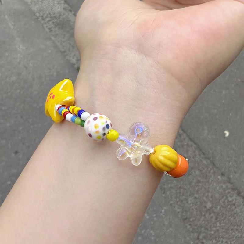 Милый красочный браслет из бисера со звездами, простые мультяшные эластичные браслеты, составные браслеты, браслеты дружбы, ювелирные изделия в подарок
