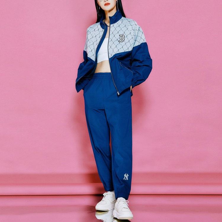 New MLB Old Flower Jackets Unisex Navy Blue 3AWJM0221-43MGS