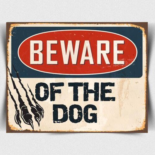 DORA Tin Sign BEWARE OF THE DOG METAL WALL SIGN PLAQUE Humorous Funny Poster Bedroom Door