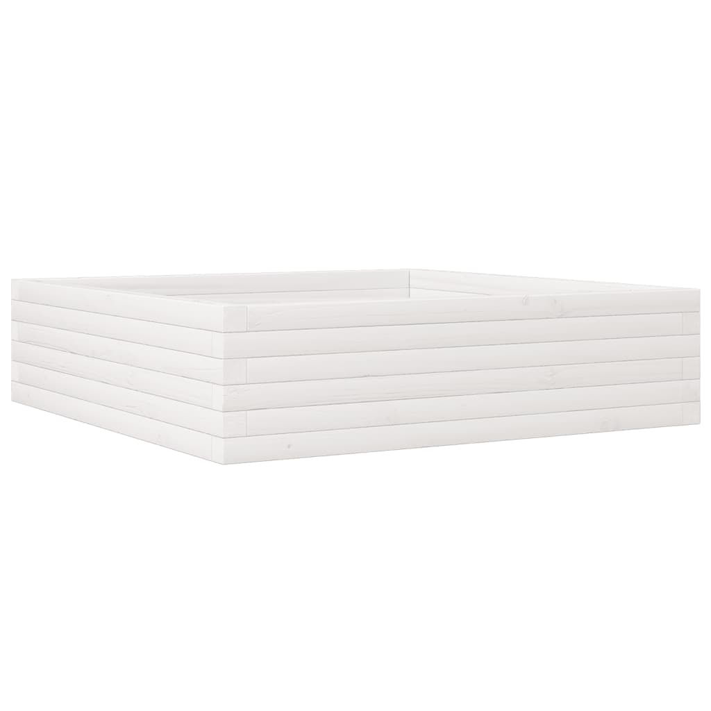 Plant Pot White 90x90x23 cm Solid Pine Wood
