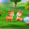 2 Pcs Mini Sika Deer Figurines Hand-colored Deer Miniatures Mini Animal Statues for Fairy Gardens Bonsai Micro Landscape