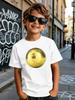 Golden Football Print Kids T Shirt Boys Girls Parent Child Matching Soft Polyester Casual Short Sleeve Basic Daily Tees Tops