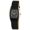 Montre femme - Ayla - Boîtier tonneau doré 29 mm - Cadran noir &amp; bracelet cuir 18 mm - Quartz Miyota 2035 5 ATM