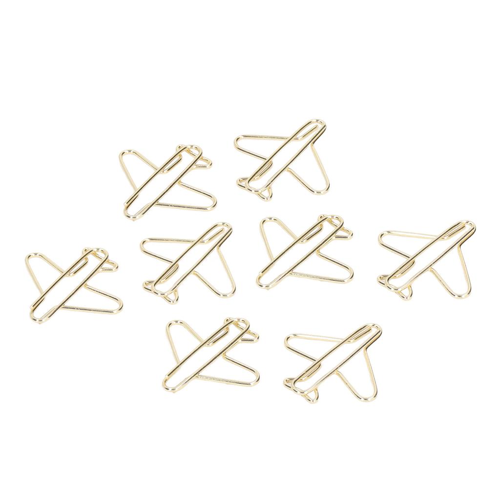 100pcs Paper Clips Portable Anti Rust Electroplating Gold Cute Airplane Shaped Metal Paper Clip for 