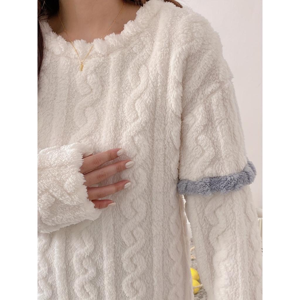 Зимний теплый и удобный флисовый пижамный комплект, милая повседневная женская домашняя одежда