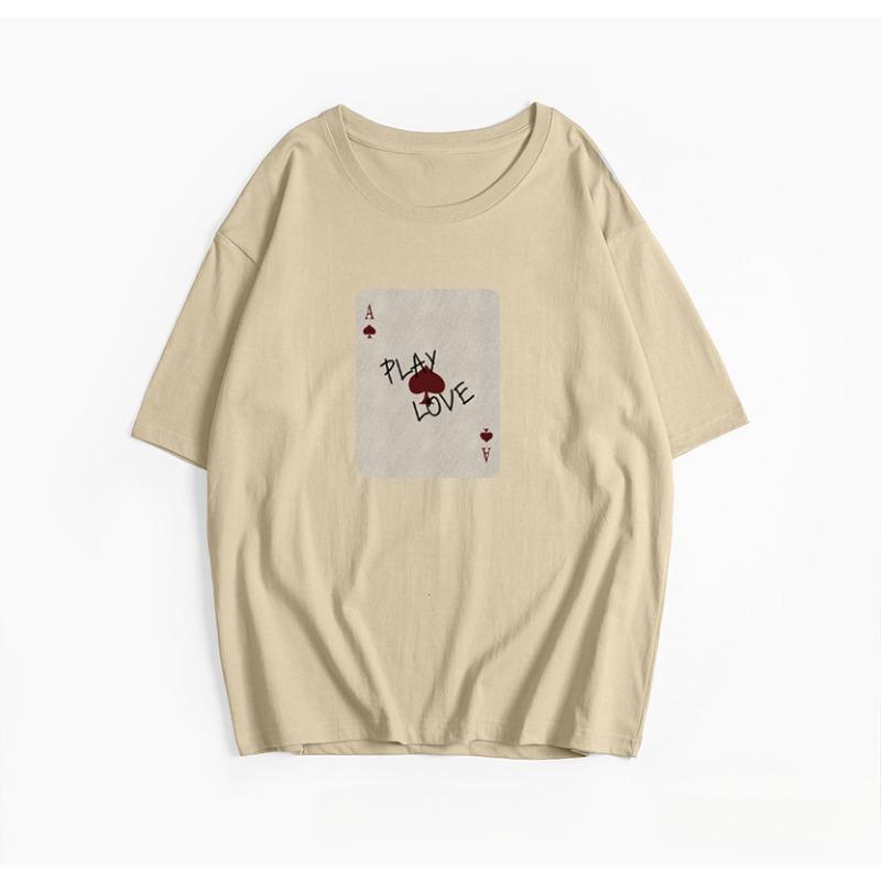 Женский короткий рукав с принтом и круглым вырезом, свободный мягкий топ