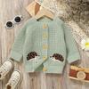 Свитера для маленькой девочки Вязаный кардиган с длинным рукавом для младенца мальчика Детская одежда для новорожденных Милые топы с вышивкой ежика Верхняя одежда