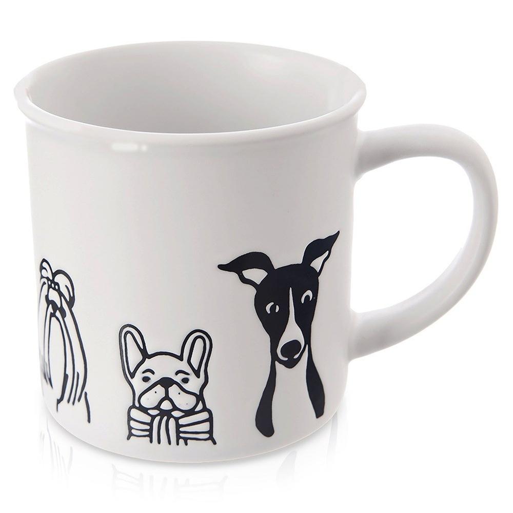Kubek Psy Pieski do Napojów Picia Kawy Herbaty Ziół Ceramiczny Biały 500 ml
