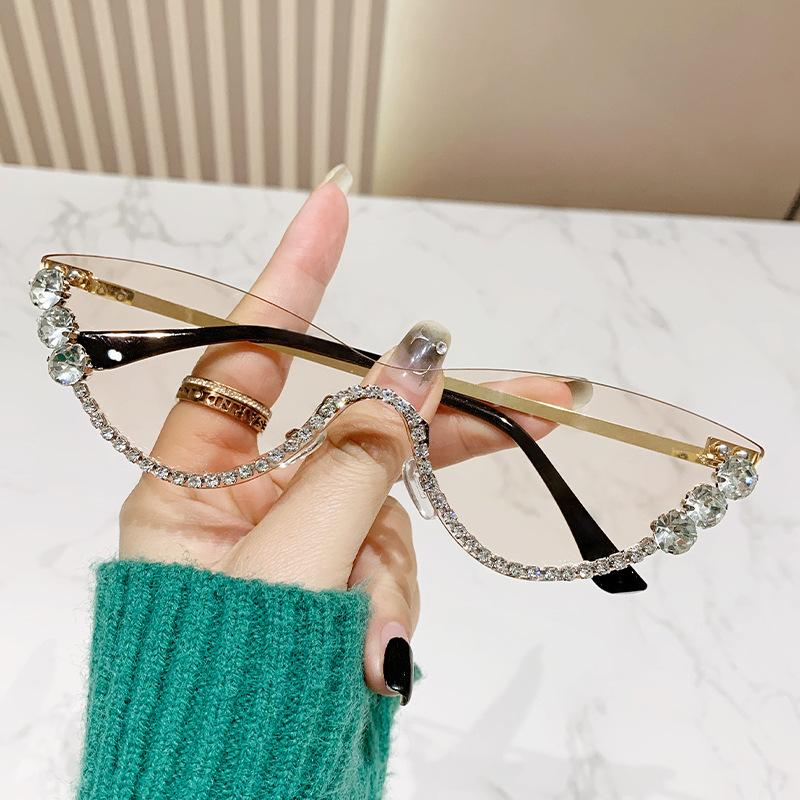 Модные солнцезащитные очки в полуоправе «кошачий глаз» женские очки с бриллиантами инкрустированные стразами солнцезащитные очки Same Street