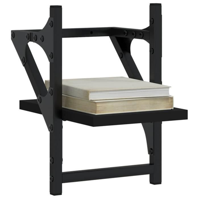 VidaXL Wall Shelves with Bars 2 Pcs Black 20x25x30 Cm 836228