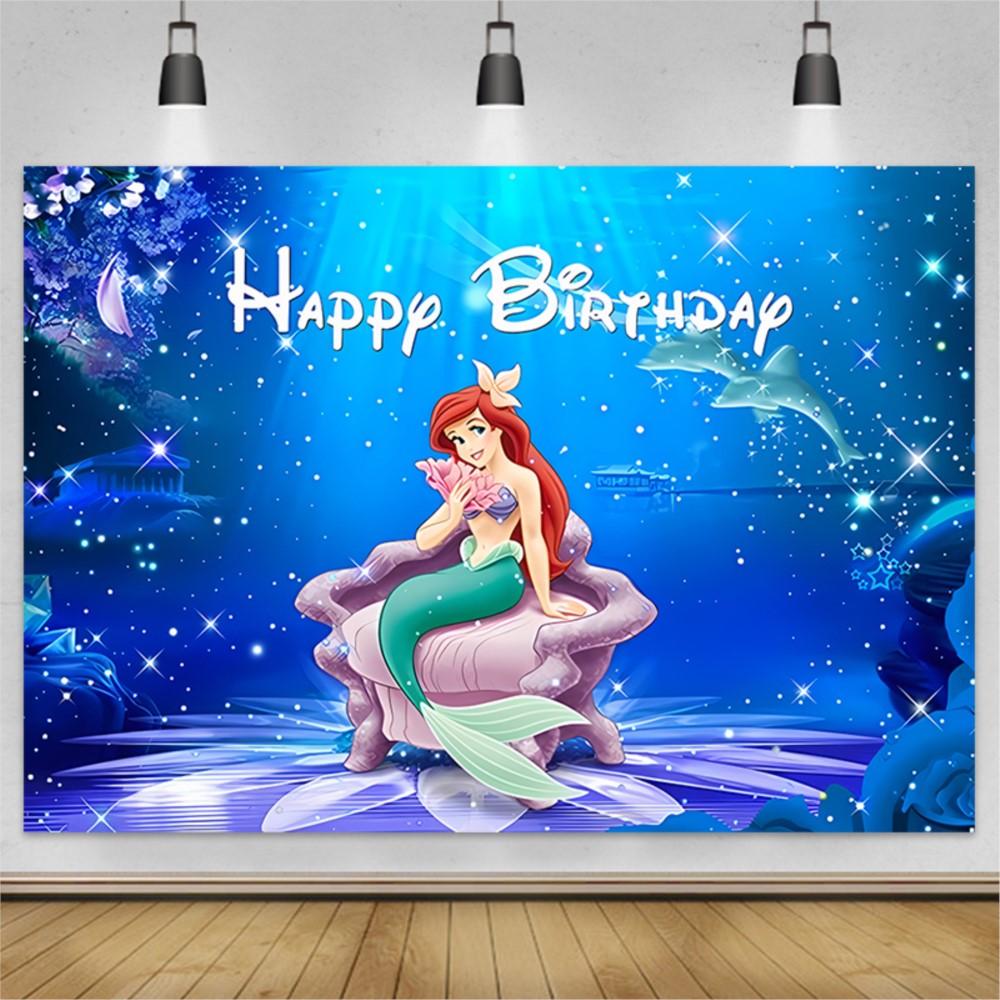 Little Mermaid Theme Party Backdrop Photography Baby Shower Decor Background Girl Birthday Wedding Cake Table Backgrounds Custom