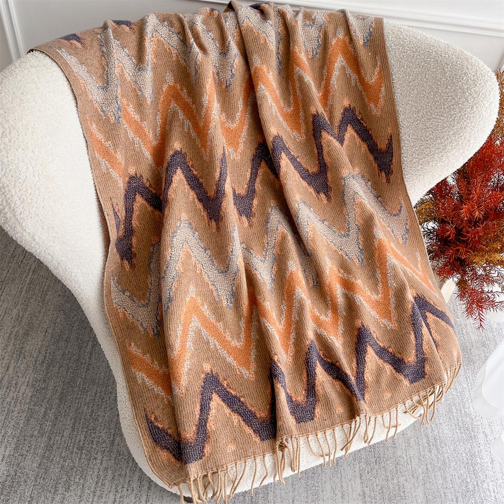 [T818] 96*96cm Square Women Jacquard Scarf Thick Imitation Cashmere Tassel Shawl Winter Warm Neck Hijab Wrap Pashmina Blanket