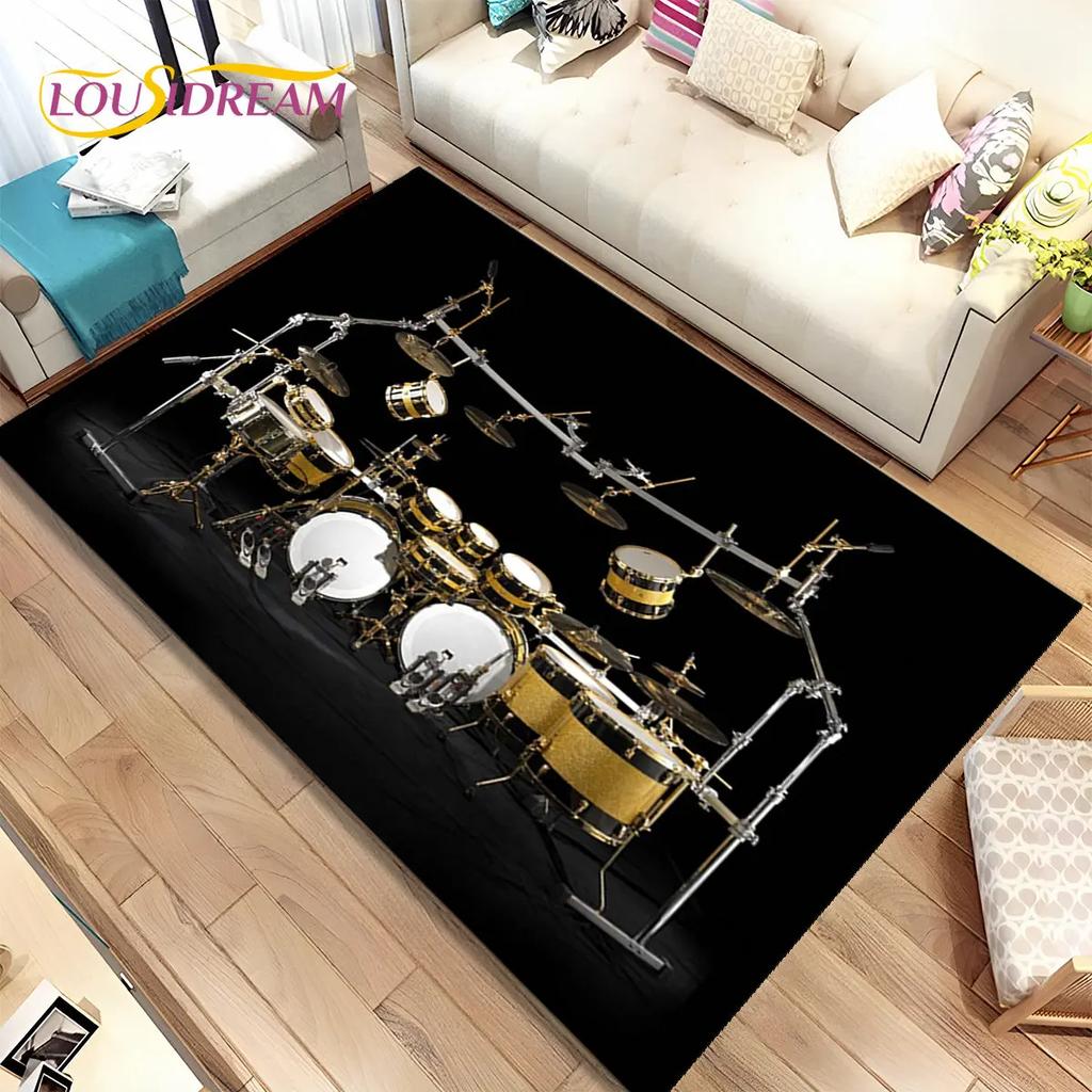 Drum Kit Music Drum Set Instruments Area Rug,Carpet Rug for Home Living Room Bedroom Sofa Doormat Decor,kids Non slip Floor Mat