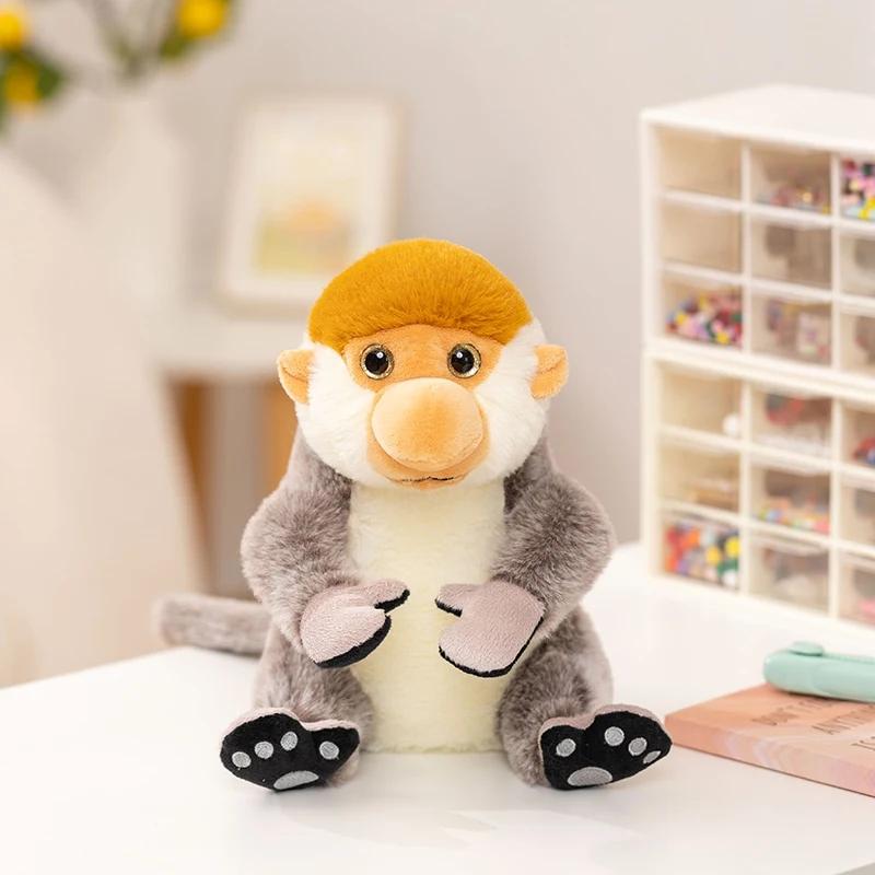 Креативная Плюшевая Кукла Обезьяна с Длинным Носом Высококачественная Серая Обезьяна Горилла Животное Мягкая Игрушка Домашний Декор Подарок для Мальчиков и Девочек