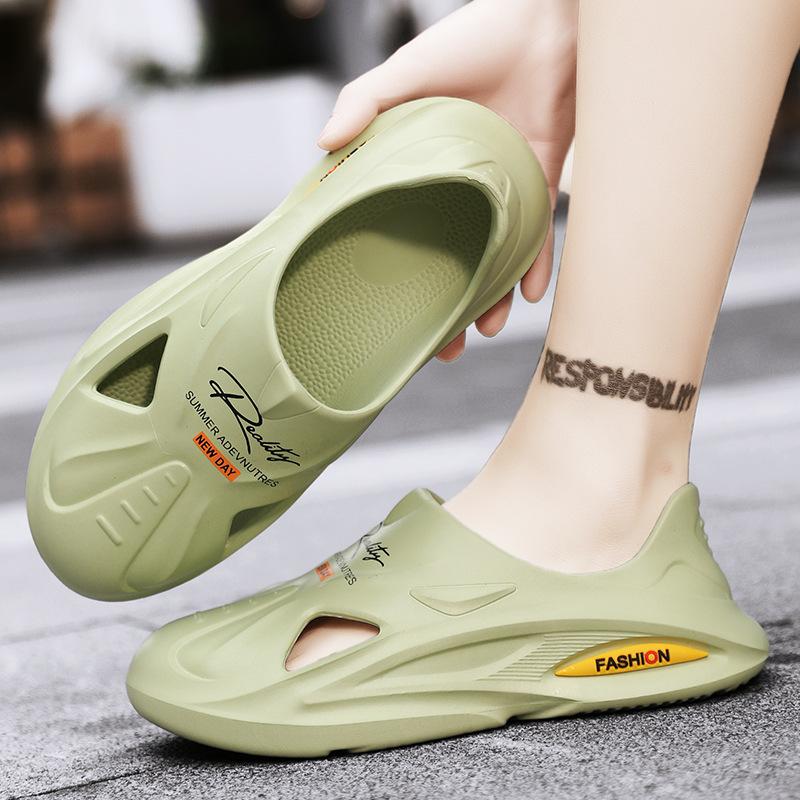 Популярные сандалии для наступания на дерьмо, мужские модные сандалии на толстой подошве, нескользящие, пляжная обувь, повседневная верхняя одежда, спортивные мужские тапочки