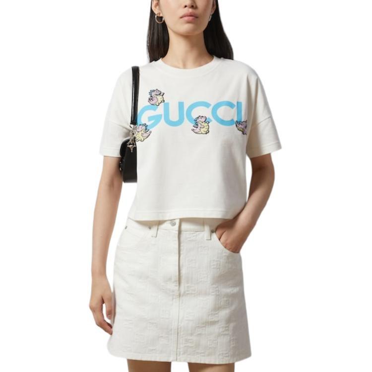 Gucci Женская футболка с заниженной линией плеча SS24 779016-XJGED-5358