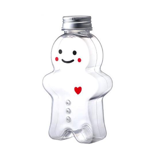 Gingerbread Man Drink Bottles with Lid 400ml Reusable Christmas Beverage Container for Milk Juice Tea Coffee DIY Festive Gifts