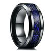 Fashion Men Gold Color Titanium Steel Celtic Dragon Rings Inlay Blue Carbon Fiber Rings For Men Wedding Jewelry Drop Shipping