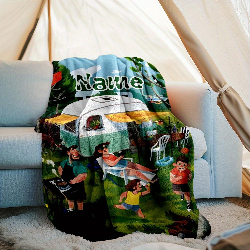 240Gm2 Outdoor Customize Your Name Blanket Comfortable Soft Lightweight Multipurpose Blanket For Travel Camping Picnics Sofa Office Bed Living Room