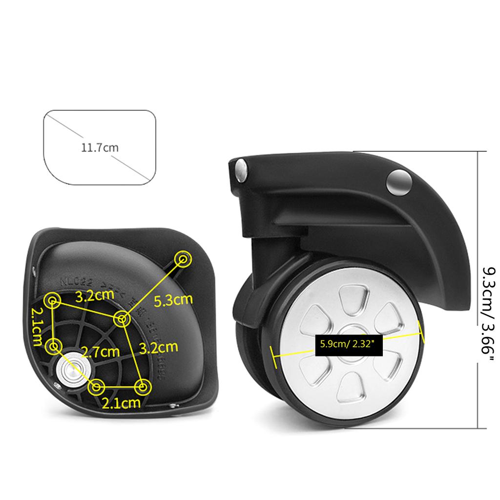 2 шт. сменные роликовые колеса для тележки, сверхпрочные роликовые колеса для багажной коробки, чемодана, поворотные на 360 градусов, бесшумные колеса