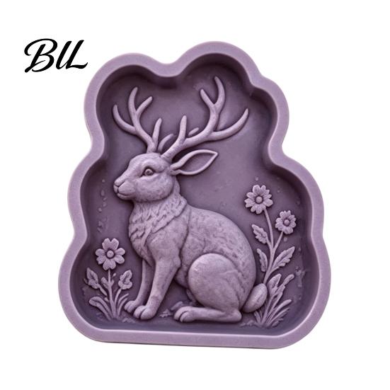 Garden Walkway Paver Reusable Rabbit Stepping Stone Mold, Concrete Cement Casting Mold for DIY Handmade Flagstone Maker Decor, Silicone Path