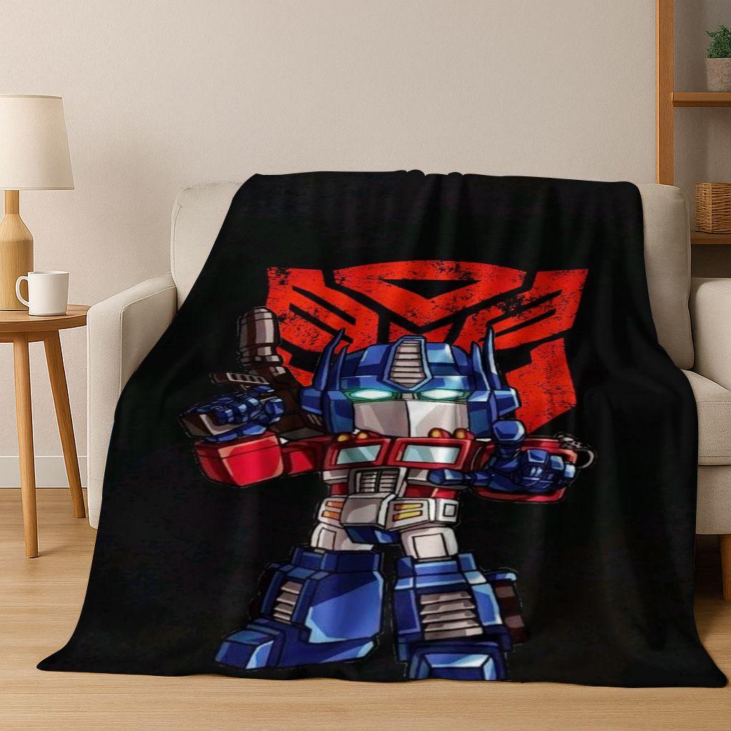 Cartoon T-Transformers Autobots Optimus Prime Flannel Blanket,Warm and Cozy Soft Throw Blanket for Home Bedroom Bed Sofa Cover