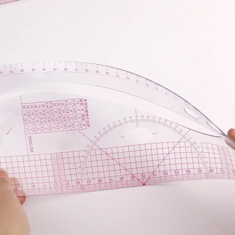 6-Piece Set French Curve Ruler Flexible Tailoring Templates Shared Metric Garment Ruler Straight Ruler Transparent Sewing Tailor