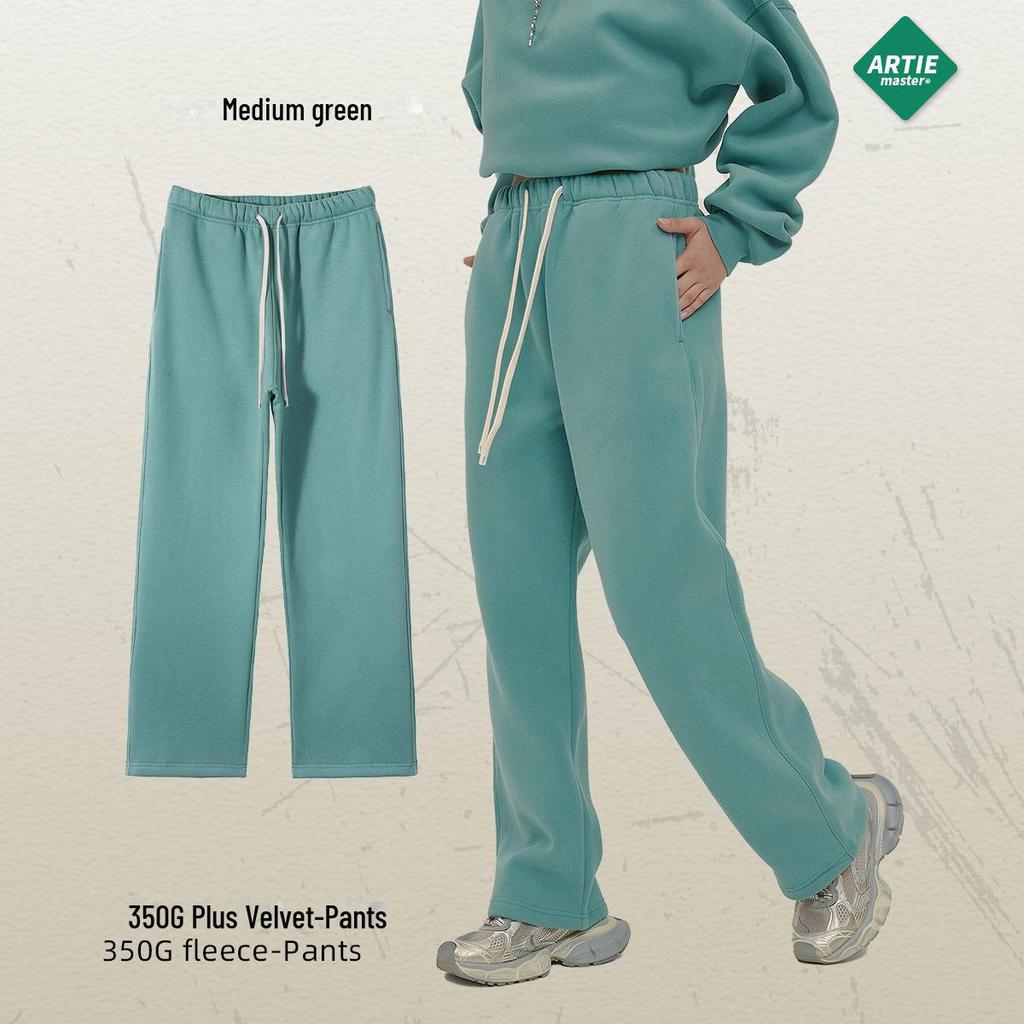 2024 Autumn/Winter Men's Thick 350g Velvet Straight-Leg Loose Casual Sports Trousers