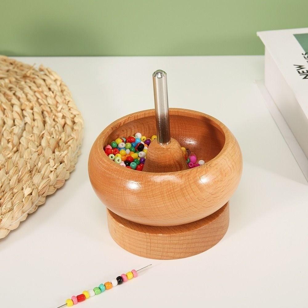 Solid Wood Electric Spinning Bead Bowl Easy Rotation Bead Loader Spinner Jewelry Making